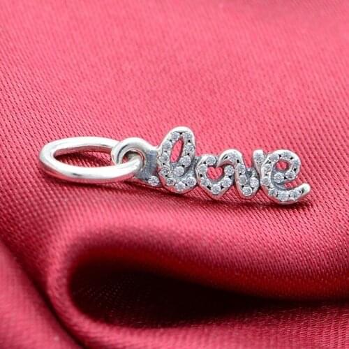 New 925 sterling silver letters of love alphabet charms pendants pave clear zircon dangle Fit Original Pandora Charms Bracelet