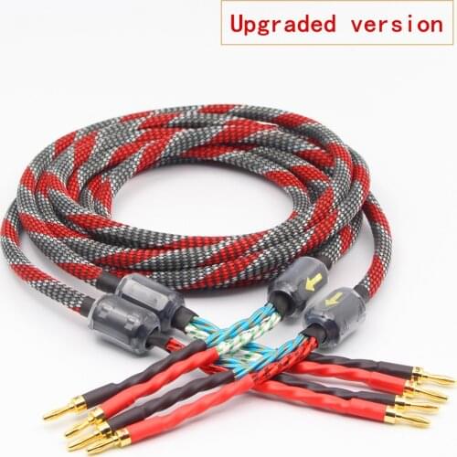 One Pair oxygen-free copper OFC audio speaker cable HI-FI high-end amplifier Banana spade plug