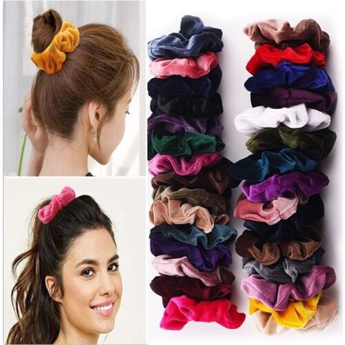 New Korea Velvet Hair Scrunchie Elastic Hair Bands Solid Color Women Girls Headwear Ponytail Holder Hair Accessories