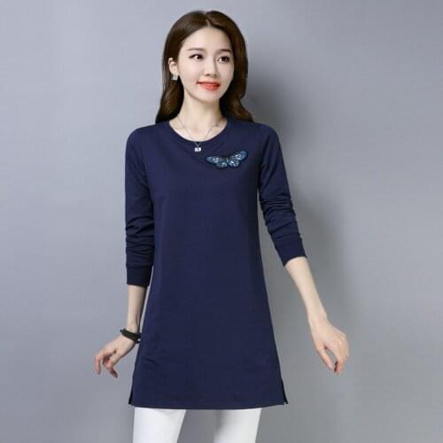 Autumn wear long sleeve T-shirt dress new fat younger sister han edition big yards long render unlined upper garment, easing the