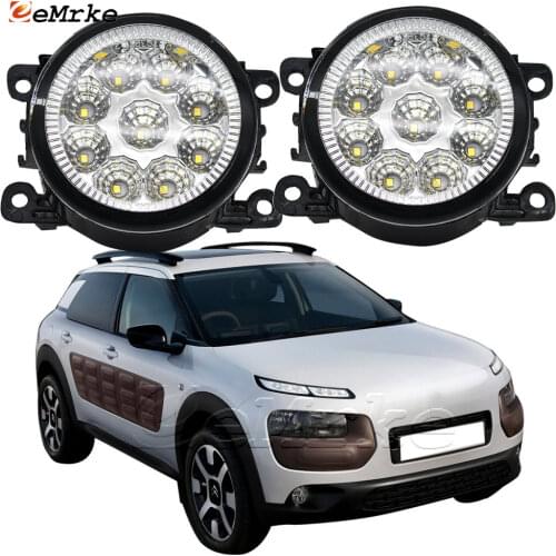 2PCS Car Styling 9-Pieces LED Fog Light Lamp for Citroen C4 Cactus 2015 2016 2017 2018 2019 H11 12V Halogen Fog Lights DRL