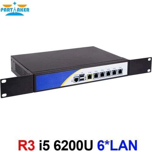 Partaker R3 Firewall Appliance VPN Router PC with 6 Gigabyte LAN Intel Core i5 6200U DDR4 8GB RAM 128GB SSD