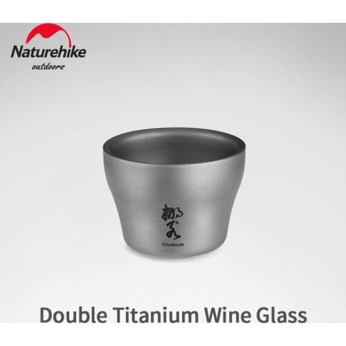 Naturehike Outdoor Picnic Portable Tableware 45ml MINI Double Layer Titanium Wine Glass WaterCup Teacup Durable Titanium Cutlery