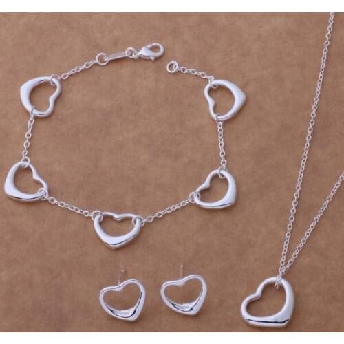 Silver platedJewelry Sets Bracelet 126 + Necklace 245 + Earring 190 /amtajeaa dlramcya AS069