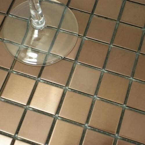 Rose golden stainless steel metal mosaic tiles kitchen backsplash tiles wall and floor bedroom living room bathroom shower