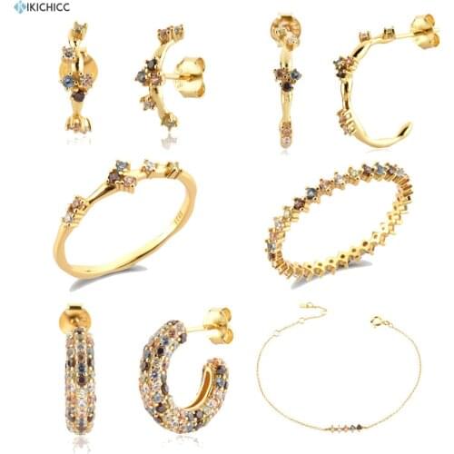 KIKICHICC 925 Sterling Silver Summer Five Fox Sage Zircon CZ Stud Earring Drop Piercing Ring Bracelet Chain Necklace Jewelry Set