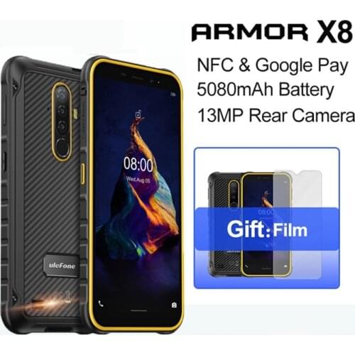 Ulefone Armor X8 IP68 IP69K Rugged Waterproof Smartphone 4GB RAM 64GB ROM MT6762V 5080mAh Large Battery Android 10 Mobile Phone