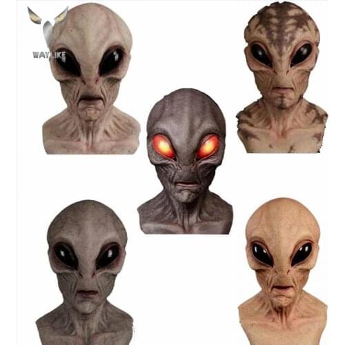WAYLIKE 2021 Alien Mask Headgear Horror Mask Ufo Space Props Halloween Horror Mask 2020