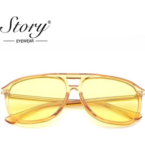 STORY fashion pilot sunglasses women men 2019 brand designer vintage personality double bridge oversized candy eyewear S86183F
