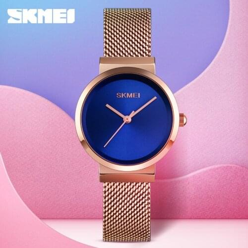Fashion Womens Watches Luxury Brand SKMEI Dress Bracelet Stainless Steel Ladies Watch Simple Design Womens Girls Quartz Watch