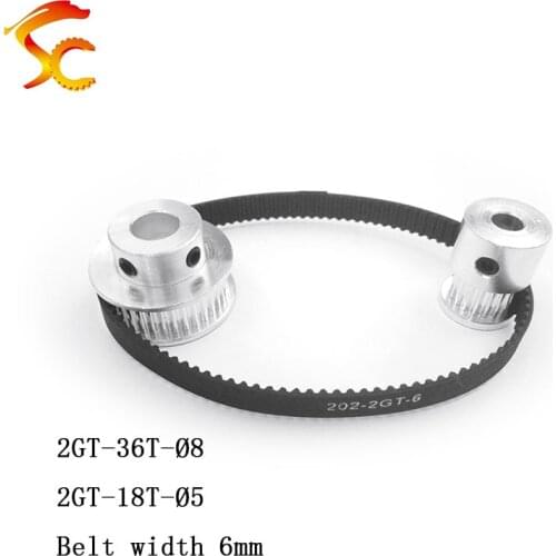 High quality,Timing Belt Pulley GT2 36 teeth 18 tooth Reduction 2:1/1:2 3D printer accessories belt width 6mm,Bore 8&5mm
