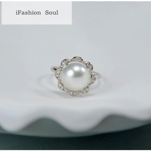 18K import Solid Yellow Gold Jewelry(AU750) Women Romantic Petal Diamond Natural South Sea White Pearl Exquisite Fashion Lady