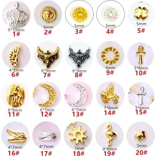50pcs/pack Japan Metal Nail Accessories Kawaii Moon Feather Crown Nail Parts DIY Charm Alloy Nail Supplies for Nails art