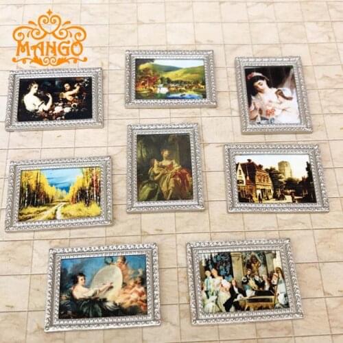 8Pcs 1:12 dollhouse miniature model toy props Mural painting art