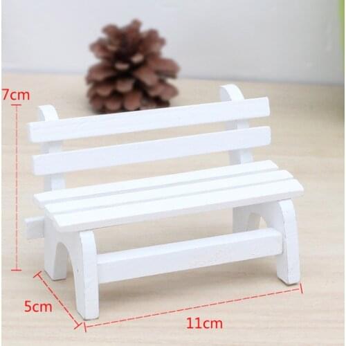 White Wooden Miniature Mini Chair Garden Crafts Figurines Micro Landscape Accessories Ornament Doll Furniture