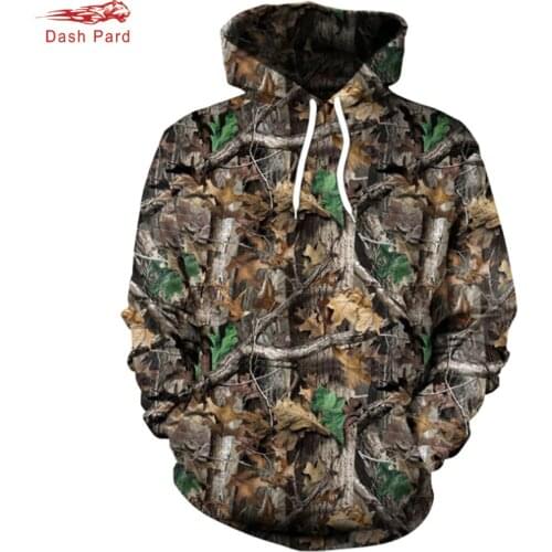 Bionic Maple leaves camouflage and Pine camouflage 3D Digital Printing Sweatshirt Fishing Camping Hunting Coats Jackets with cap