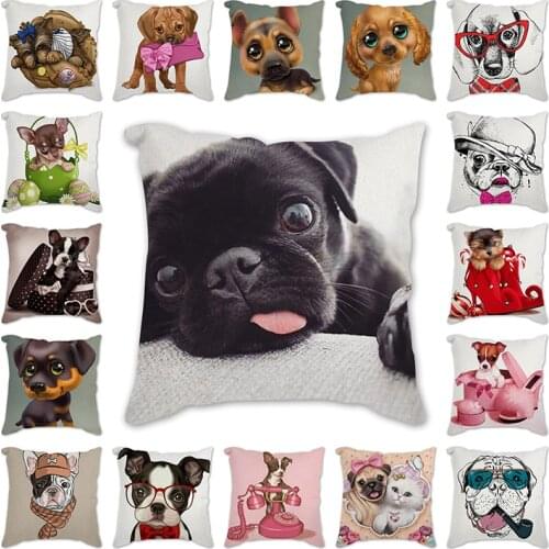 Nordic Cushion Covers Animal Pug Greyhound Nursery Black White Decorative Cushion for Sofa Throw Pillow 45x45cm Print Kids Gift