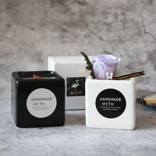 Black And White Ceramic Cup DIY Handmade Soybean Wax Incense Candle Holder Jars Making Supplies Container Wax Cup Candlestick