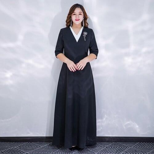 Black V-Neck A-Line Evening Dresses Half Sleeve Women Party Dress New Appliques Floor-length Elegant Plus Size Formal Gowns D413