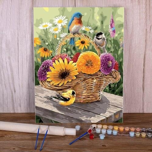 Flowers DIY Paint By Numbers Set Acrylic Paints 40*50 Paiting By Numbers Home Decoration Crafts For Adults Handicraft Art