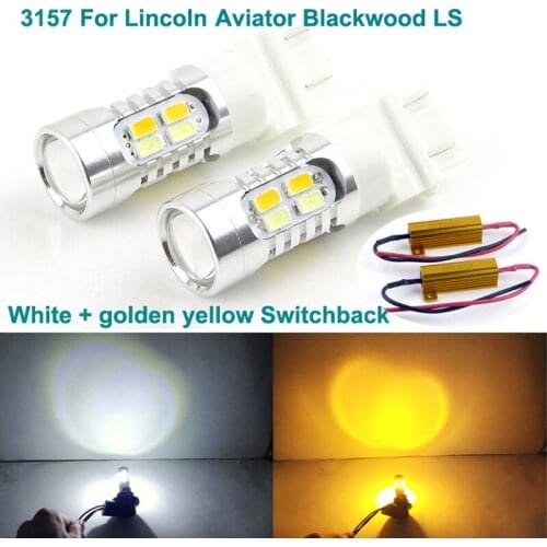For Lincoln Aviator Blackwood LS Excellent Ultra bright 3157 Dual Color Switchback LED DRL Parking front Turn Signal light Bulbs