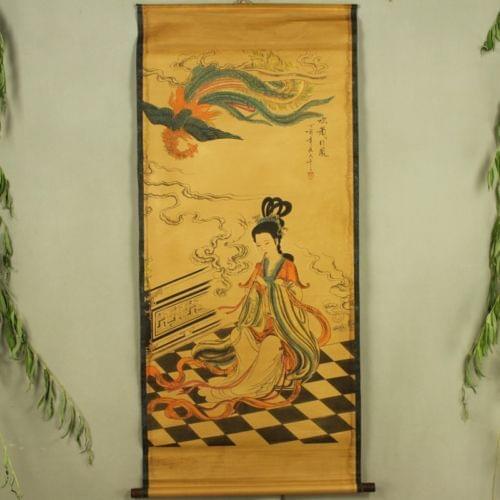 Exquisite Chinese Antique collection Imitation ancient Beauty flute picture