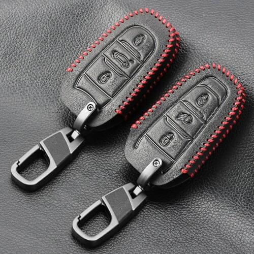 Leather Car key case key holder protect for Peugeot 308 308S 408 508 2008 3008 4008 5008 For Citroen C4 C5 X7 DS Car Accessories