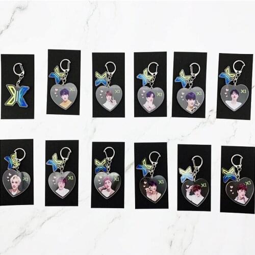 KPOP Produce X 101 X1 X ONE Combination keychain new album same lovely heart key chain key ring key pendant Creative Keyboard