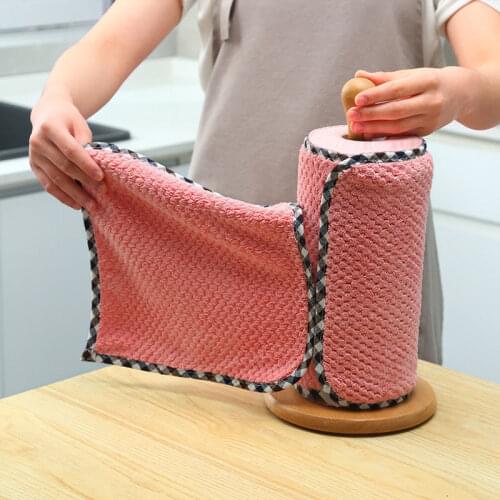 Kitchen Tool dish cloth Non-stick Oil Household Cleaning Wiping Towel Non-linting Hangable coral fleece double-sided rag