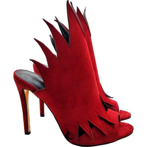 Summer Ladies Flame Slingbacks Sandals Women Sexy Stiletto High Heel Slipper Sandal Fire Shape Gladiator Sandals Party Stilettos