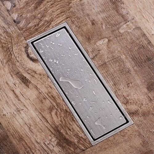 Linear Shower Floor Drain with Tile Insert Grate - Made of Sus304 Stainless Steel , 12 Inch Long - Brushed Stainless-5521