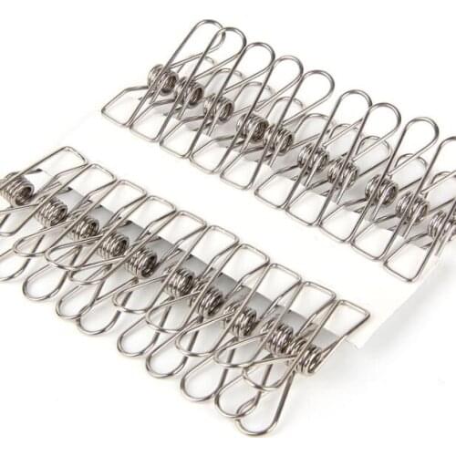 Multi Purpose Small Spring Stainless Steel Clothes Pegs Windproof Laundry Clip Tights Metal Clothespin 20 Pieces/Lot
