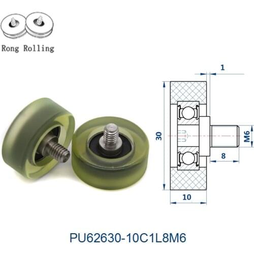 Outer diameter 30mm with 10mm thickness PU material coated bearing, drawer pulley, screw pulley, sliding door roller