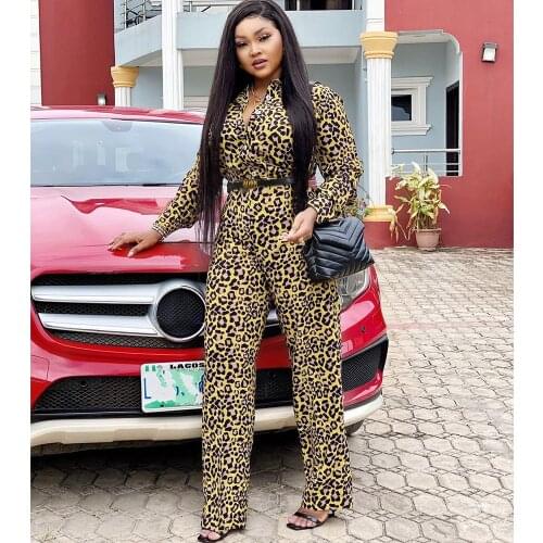 New South African Leopard Print Dress For Women Jumpsuit Africa Ladies Clothes Top&Pant Set Ankara Fashion Dress