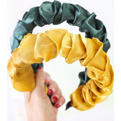CN Fold Shinny Fabric Hair Hoop For Women Girl Head Winter Makeup Headbands Solid Fashion Hairband Women Hair Accessories