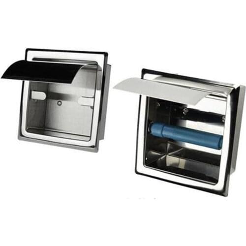 304 Stainless Steel in-wall Installation Built-in Toilet Tray Concealed Bathroom Tissue Box Hidden Installation Roll Paper Holde