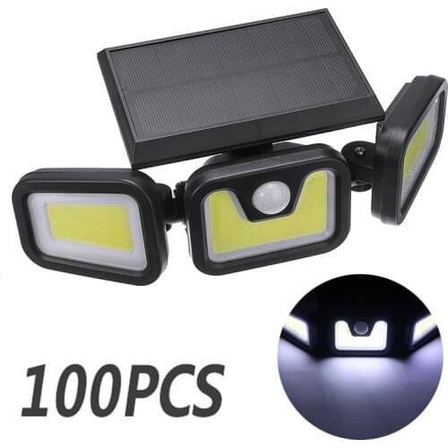 100 LED Solar Powered Wall Spotlight Outdoor Wall Flood Light with Motion Detector Wall Lamp for Street Path Courtyard