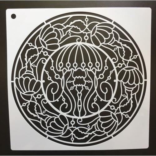 30*30cm size Jellyfish diy craft mandala mold for painting stencils stamped photo album embossed paper card on wood fabric wall