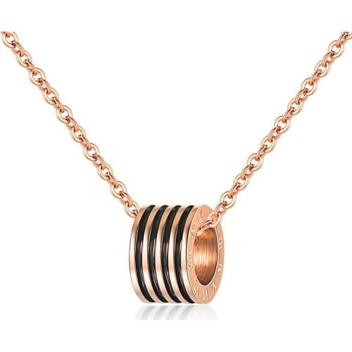 Luxury Brand Necklace Rose Gold Pendant Charm Steel Roman Numeral Necklace High Quality stainless steel Jewelry for Women