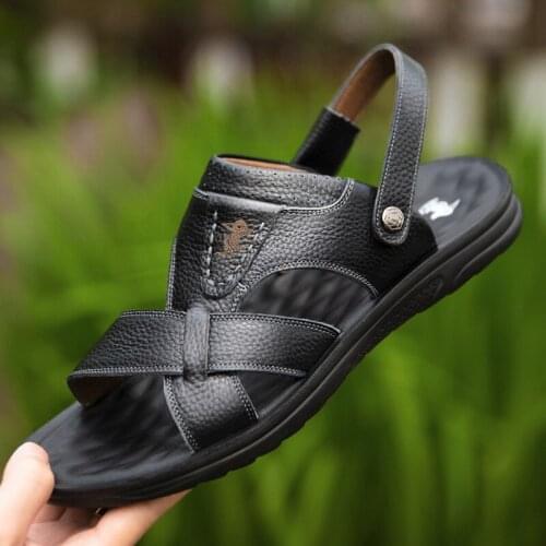 Men Sandals fashion Leather Genuine Men Summer Shoes Man New Casual Comfortable Barefoot Sandals Men Pentoufle Homme Adult