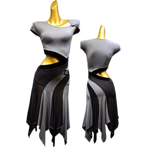 Show Waist Latin Dance Dress Girls Women Samba Dance Costumes Clothes For Salsa Ballroom Dancing Dresses For Kid Latin Practice