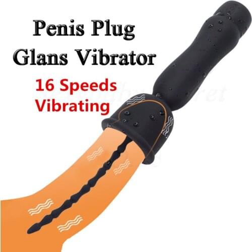 Silicone 16 Speeds Vibrator Male Penis Plug Urethral Catheter Delay Training Glans Stimulator Sex Toys for Gay Men Masturbator