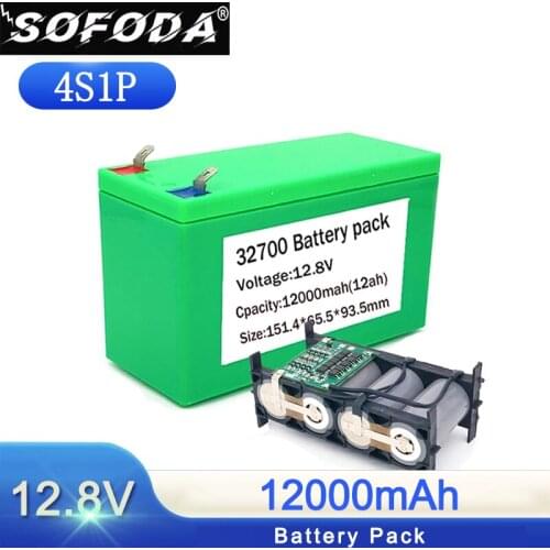 SOFODA 32700 Lifepo4 Battery Pack 4S1P 12.8V 12Ah with 4S 40A Balanced BMS for Electric Boat and Uninterrupted Power Supply 12V