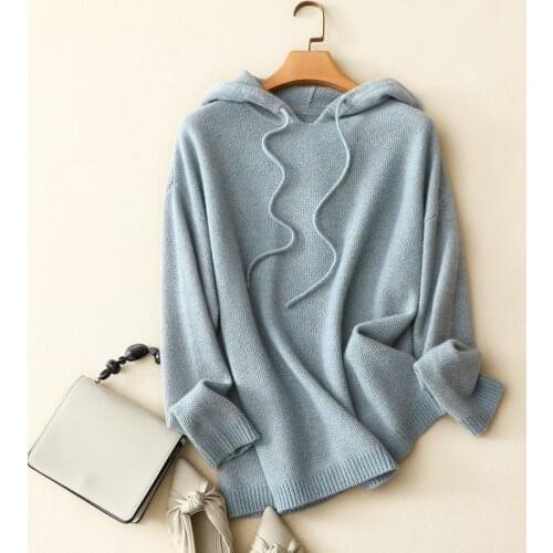 2020 autumn winter new fashion womens string hooded sweater cozy high quality 100% cashmere sweater pullovers