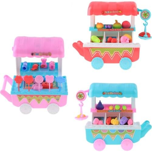 10PCS Simulation Vegetables Shop Trolley Cart Kids Educational Toy Gift Blue
