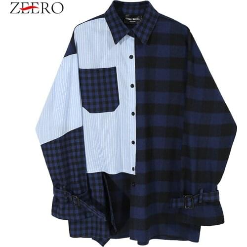 Spring Women Loose Patchwork Plaid Blouses Elegant Female Long Sleeve Plaid Collar Blouse Casual Shirts Tops Blusas Plus Size