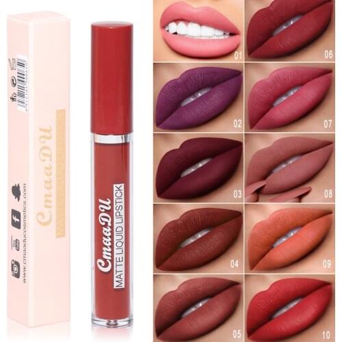 Waterproof Matte Sexy Lipstick Non-stick Cup Long Lasting Natural Moisturizing Red Makeup Liquid Lip Gloss Lips Makeup 10 Colors