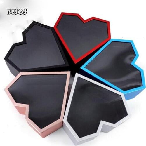High-end Metallic Color Diamond Heart Shape Transparent Hollow Lid Gift Box Wedding Party Birthday Flower Perfume Paper Gift Box