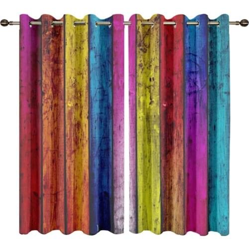 Colorful Wood Stripes Printed Window Curtains for Living Room Bedroom Custom Window Treatment Room Darkening Drapes