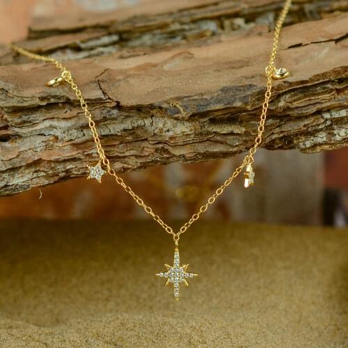 Women 925 Sterling Silver Necklaces Star Moon Lightning Zircon Clavicle Chain Luxury Fashion Jewelry Pendientes Collar